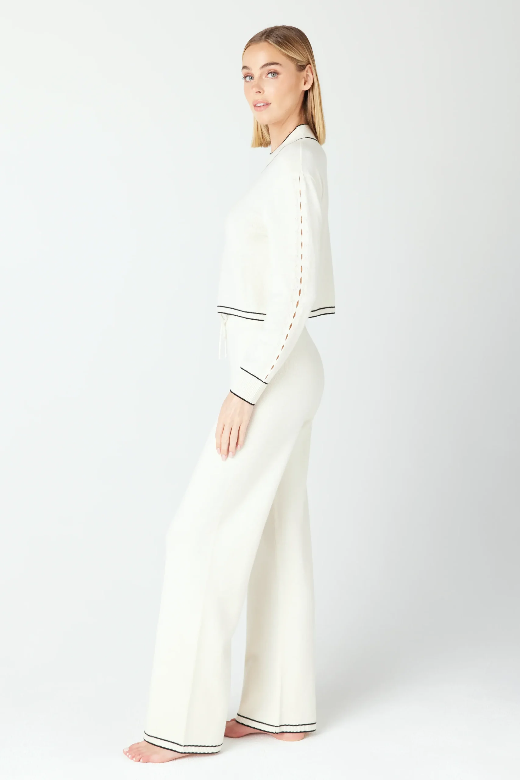 GIGI C Lounge|Aubrie Wide Leg Pant Ivory