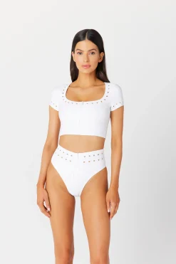 GIGI C Matching Sets|Swim Tops|Jennifer Crop Top White