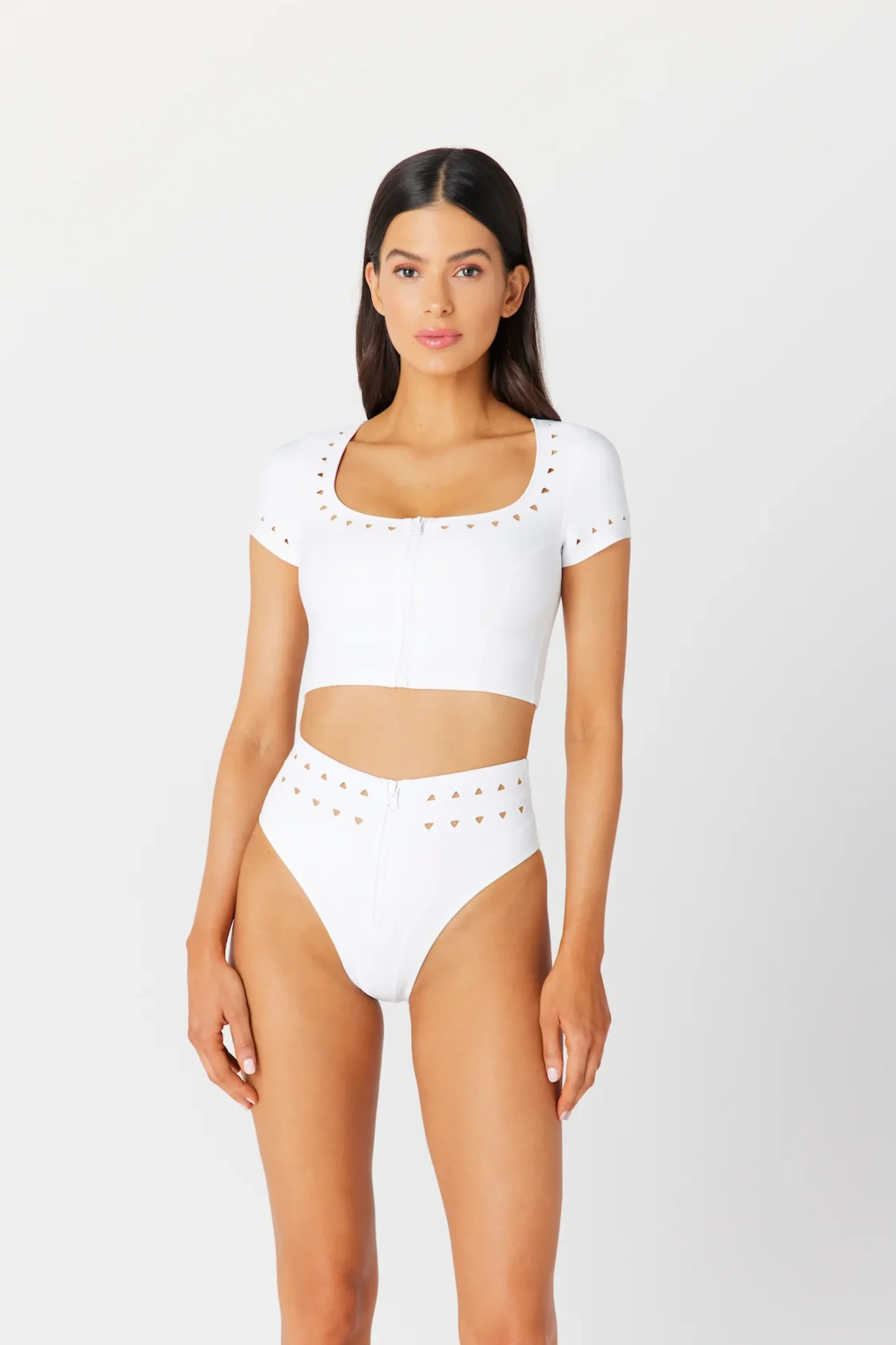 GIGI C Matching Sets|Swim Tops|Jennifer Crop Top White