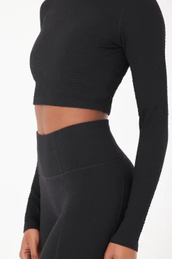 GIGI C Matching Sets|Sport Tops|Quinn Snakeskin Top Black
