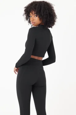 GIGI C Matching Sets|Sport Tops|Quinn Snakeskin Top Black