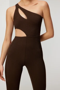 GIGI C Rompers & Jumpsuits|Rory Snakeskin Jumpsuit Chocolate